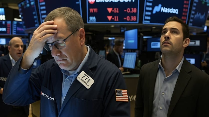 Broadcom margin warning AI bubble fears Nasdaq