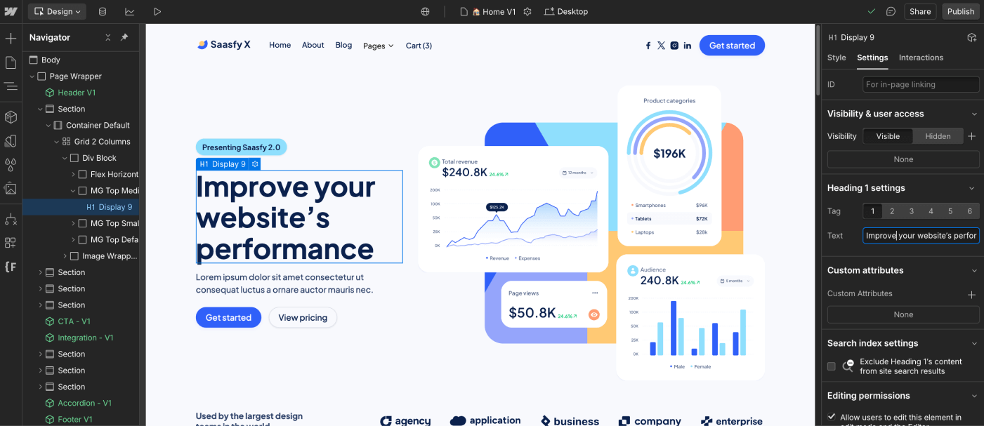 Saasfy X Webflow Template And Ui Kit - Static Content