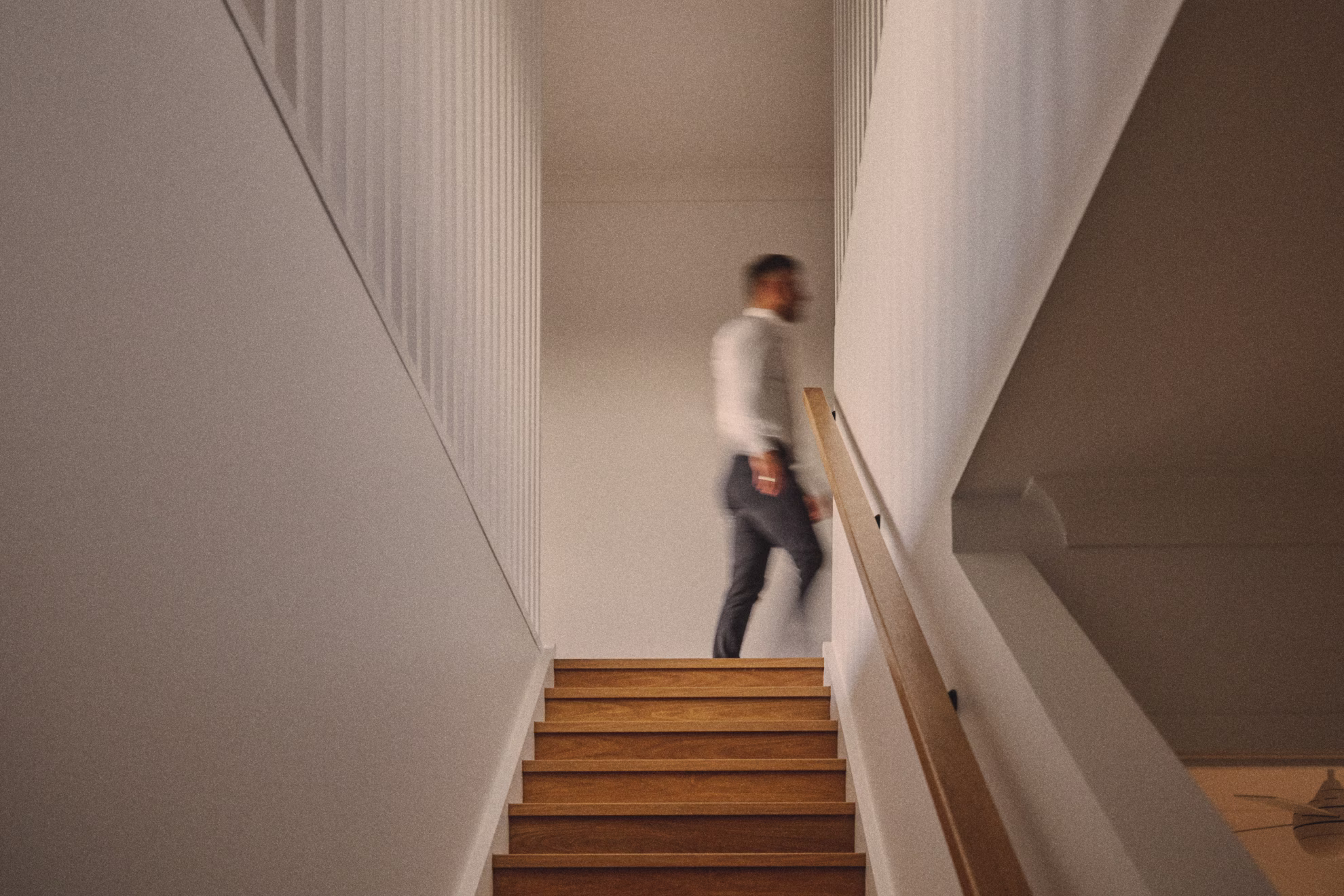 photo looking up a set of stairs