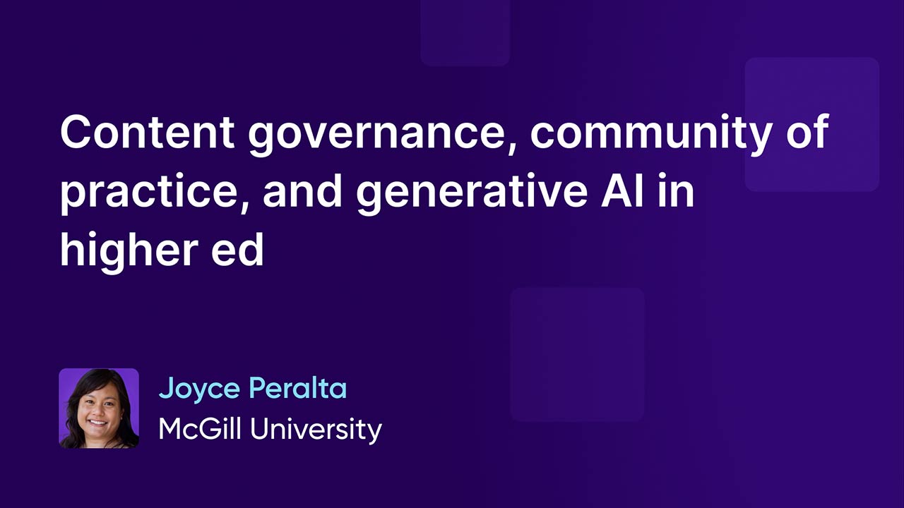 Content governance, community of practice, and generative AI in higher ed