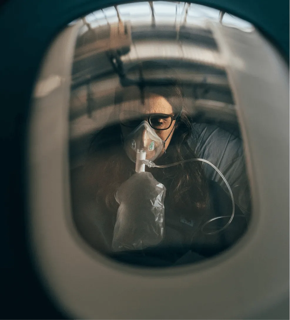 A member resting inside the hyperbaric chamber