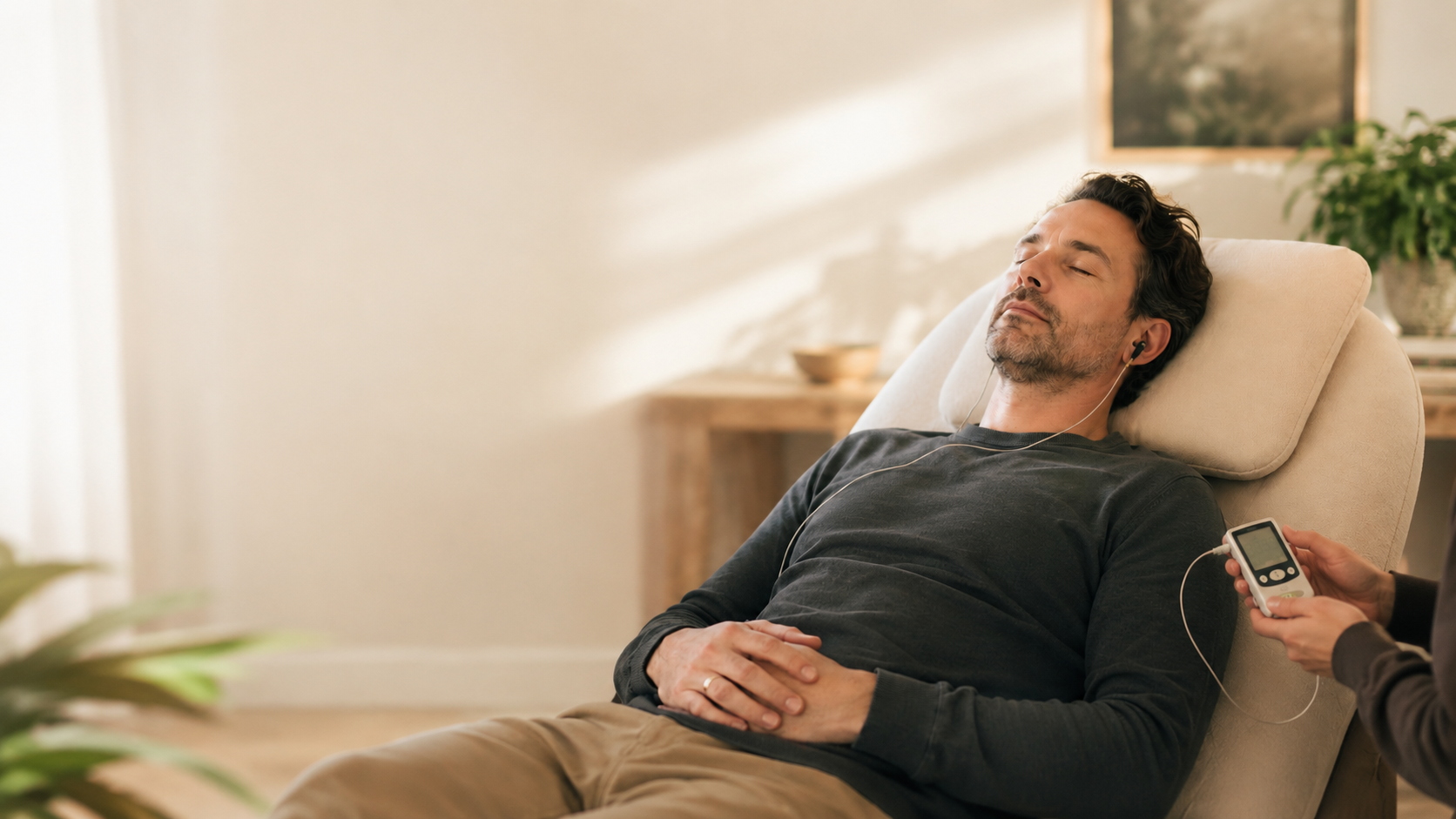 Alpha-Stim treatment at Breathe