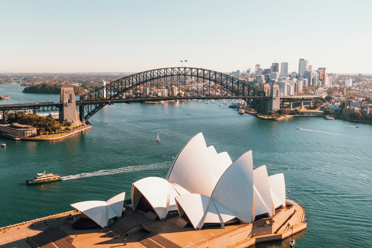 Sydney Opera House and Harbour Bridge from above