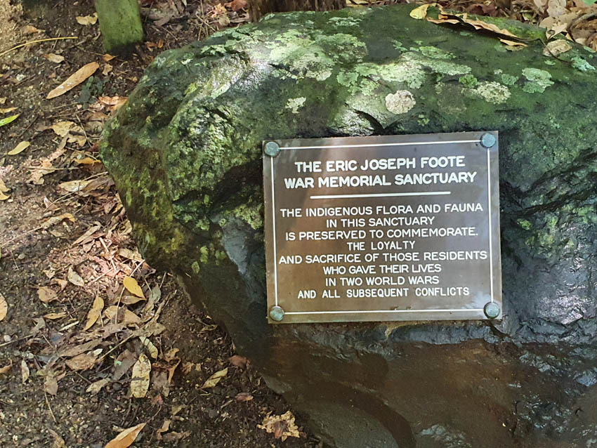 Memorial plaque at foote sanctuary buderim