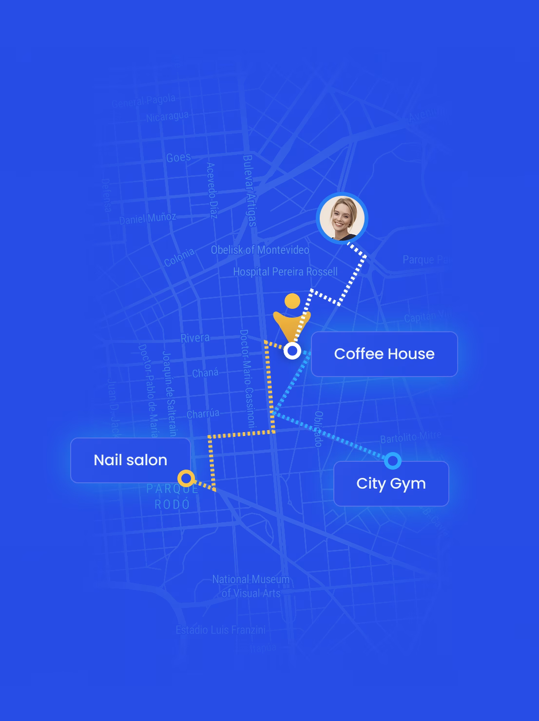 a map with a woman's face