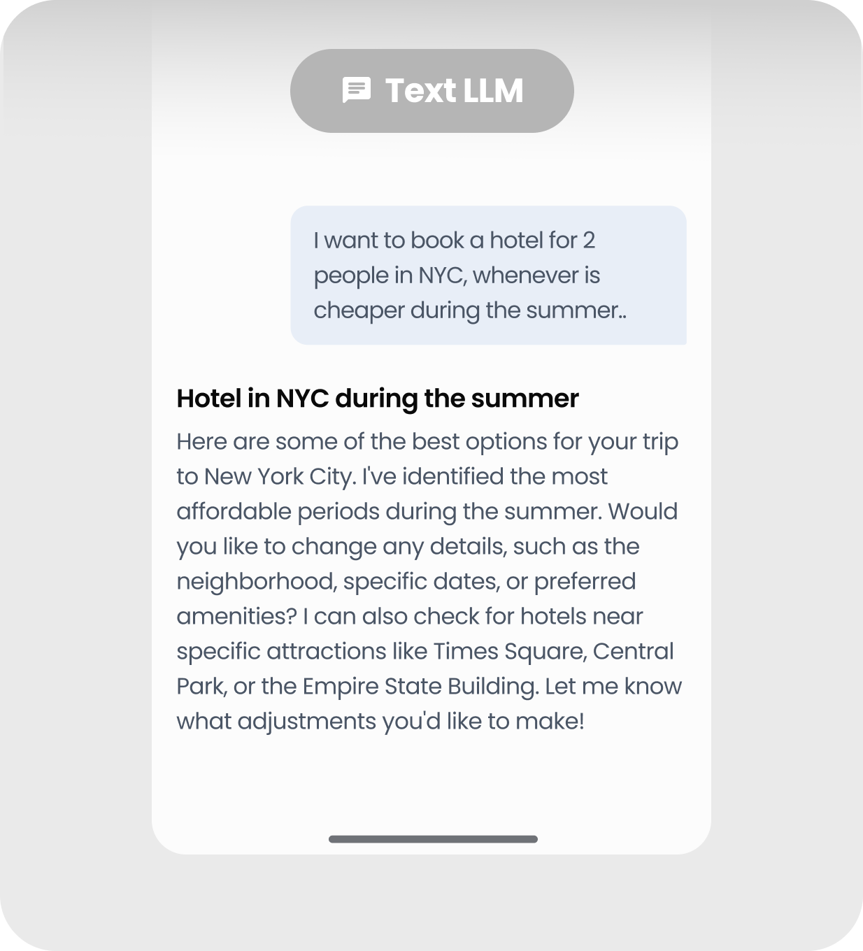Text LLM - Hotel booking conversation