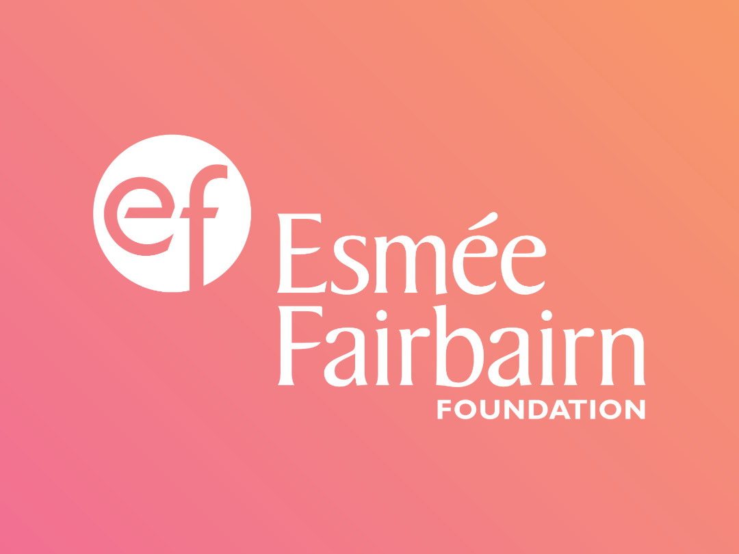 a graphic with pink background, a logo that says 'EF' and text 'Esmee Fairbairn foundation' written in white font