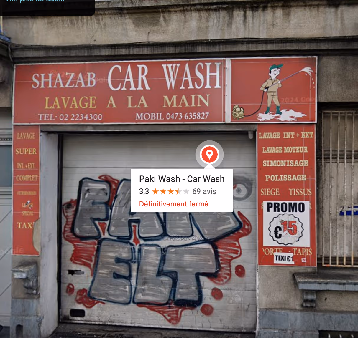 Façade avant travaux – emplacement enseigne Ô Pakistan Wash, Boulevard de Nieuport Bruxelles