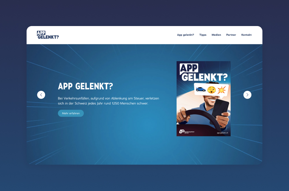Webflow Website Beispiel: App Gelenkt - Kantonspolizei Zürich