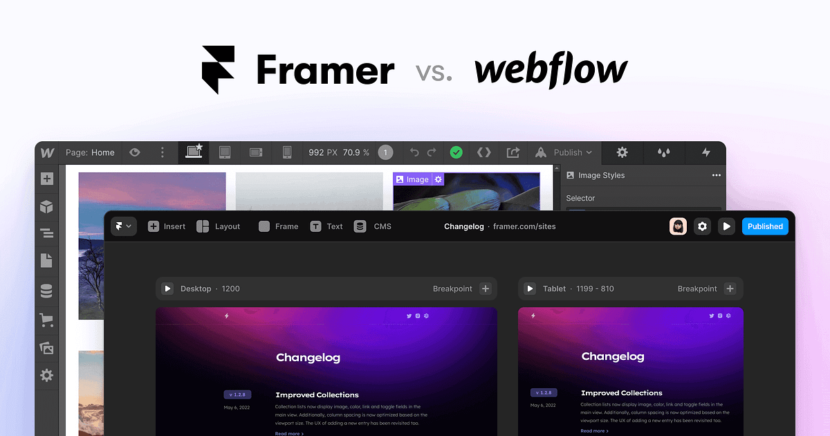 Webflow vs. Framer Illustration