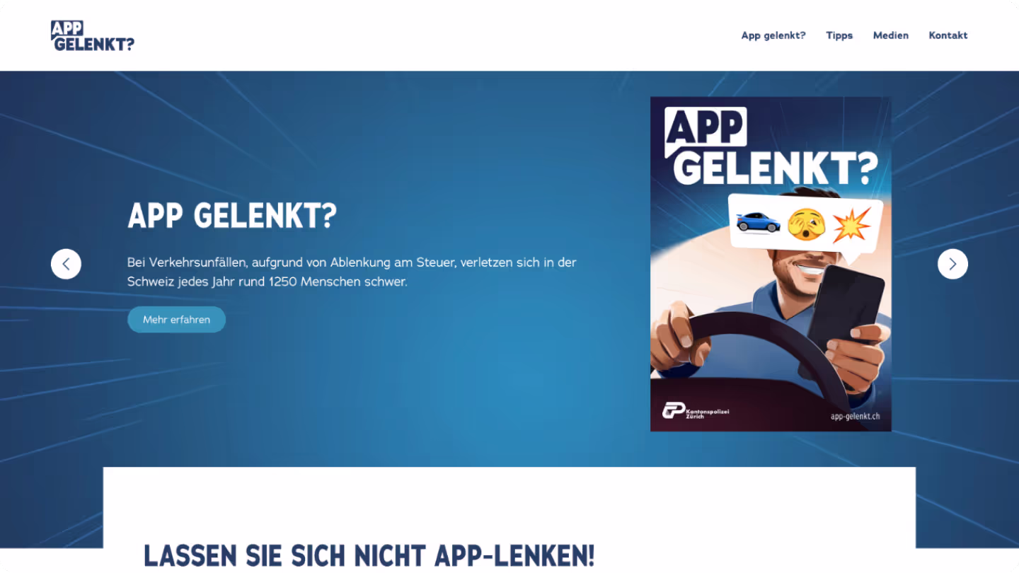 Kampagnen Website für die Kantonspolizei Zürich