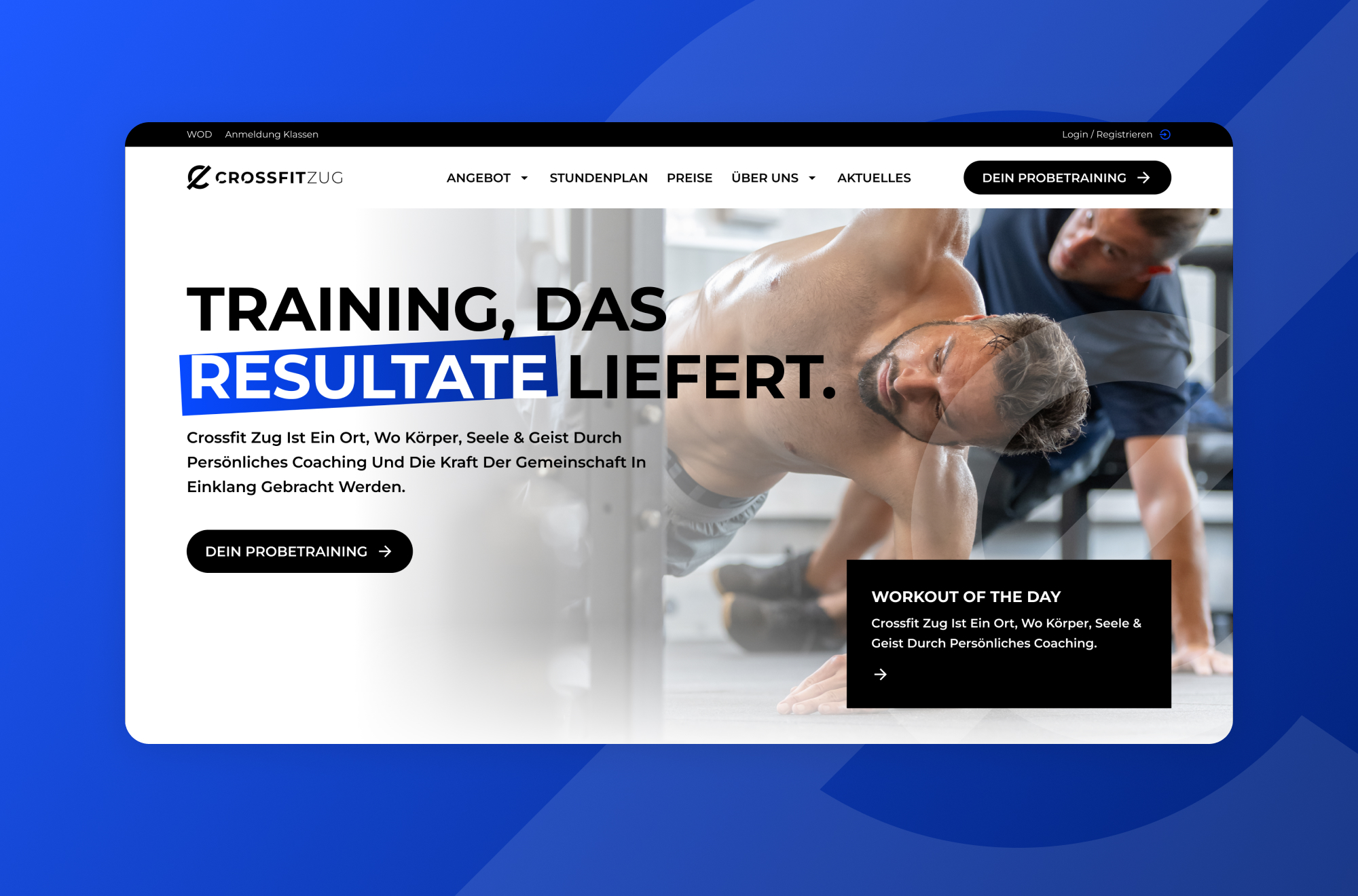 Moderne Website für Fitness Unternehmen