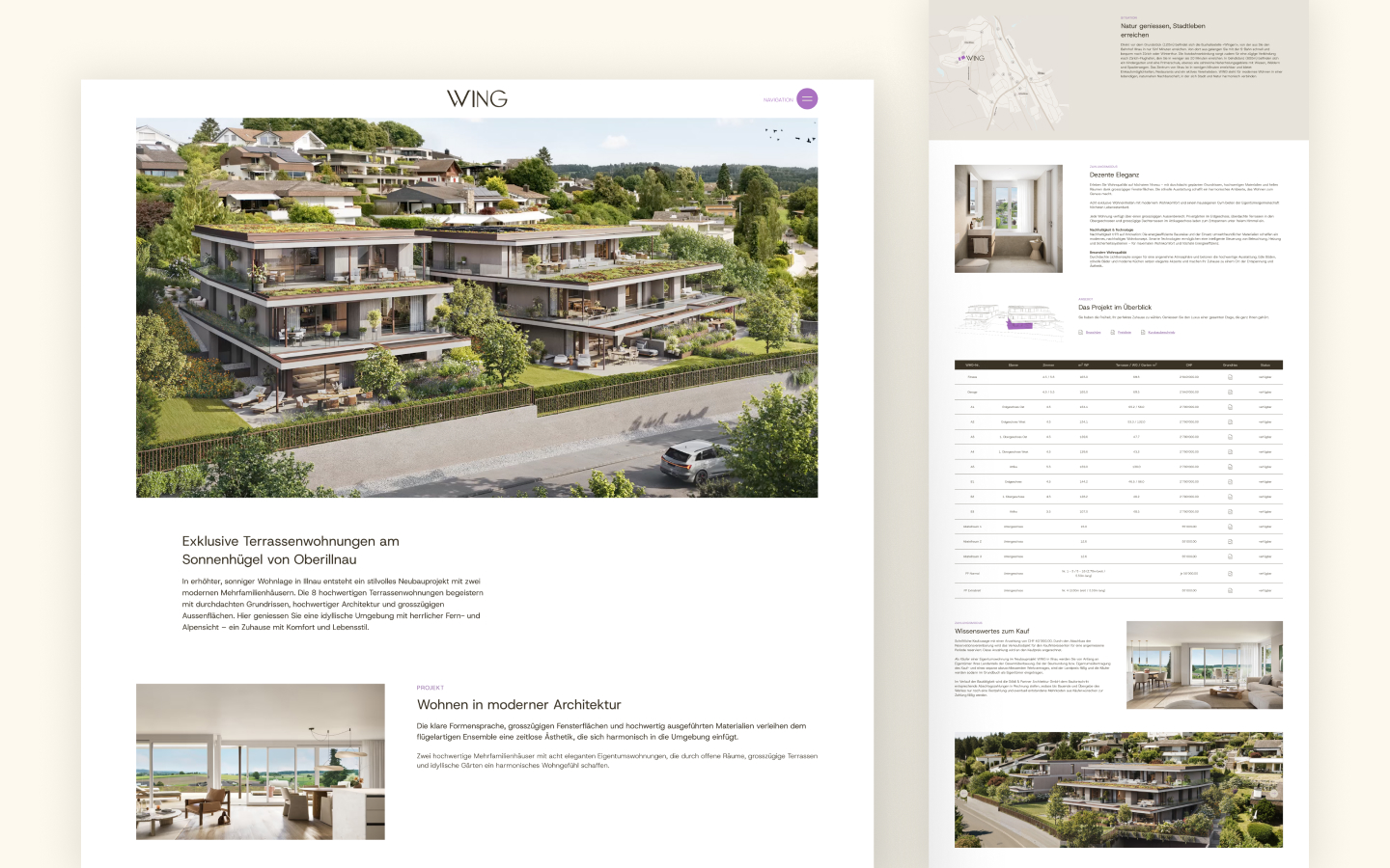 Elegante Website für Immobilien Projekt