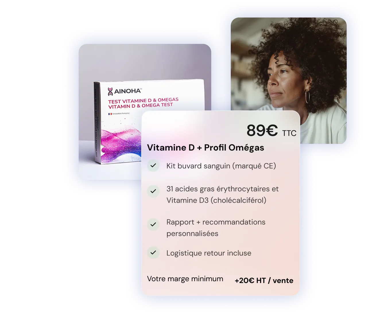 Interface de l'application Ainoha™  et une image de femmes