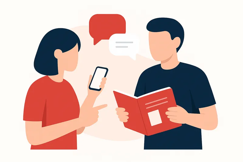 Illustration of two people in conversation – representing personal one-on-one consultation