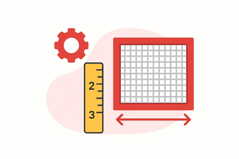 Illustration of an insect screen with a measurement icon – symbolizing custom-made precision