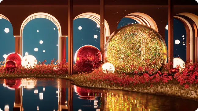A dazzling immersive video work bursting with winter holiday magic and warmth.