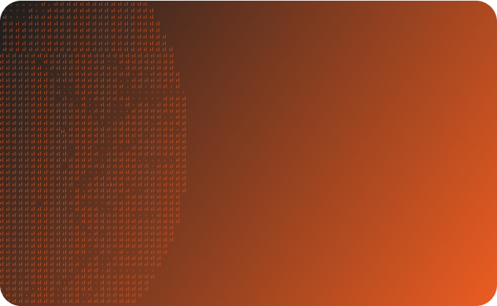 Profile of a face made from repeated small shapes on a gradient orange background.