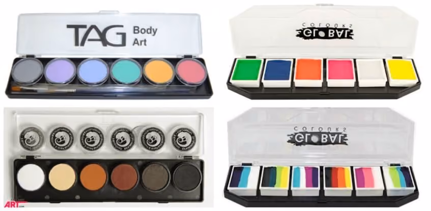 an image of four different face painting water colors from four different brands