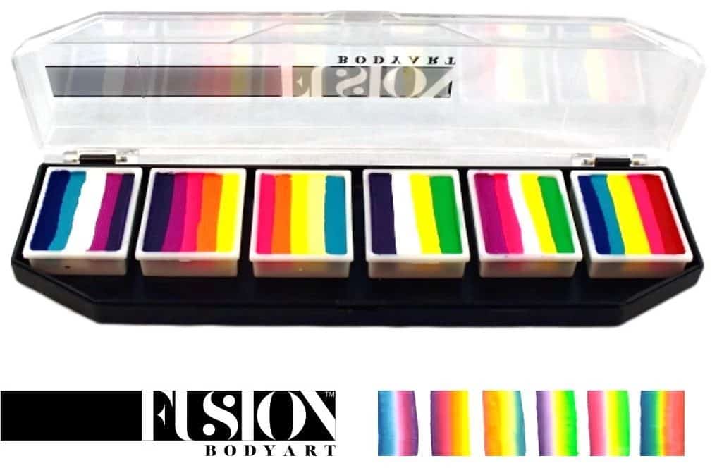 a split cake water color set from the brand "fusion body art"