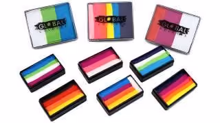 an image of nine face painting split-cakes from the "Global" brand