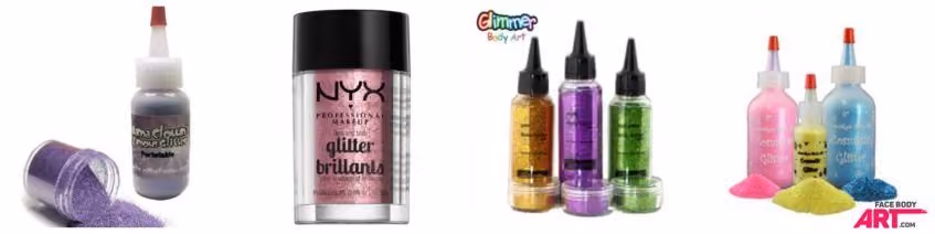 four different types of face painting glitter