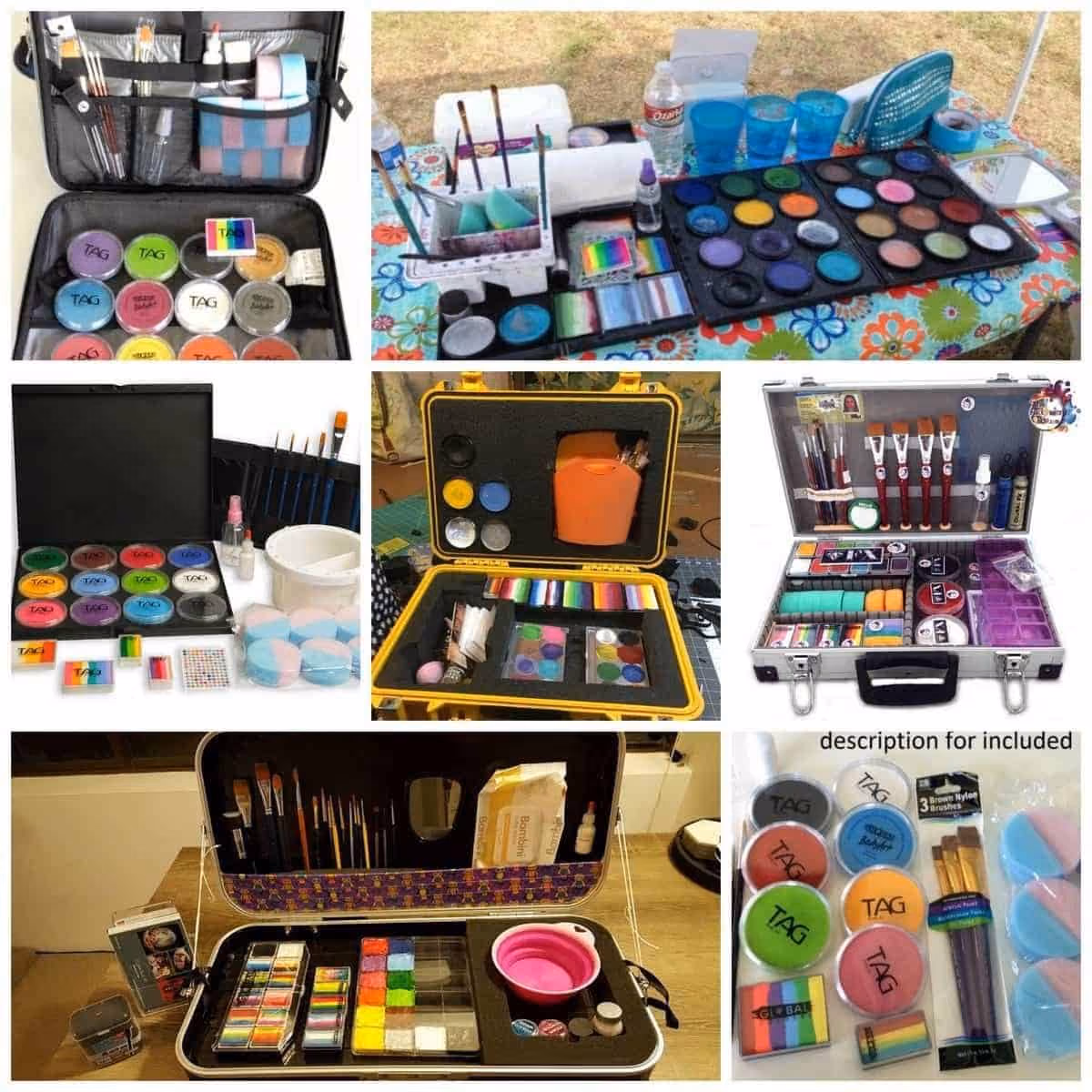 an image of seven different face painting kits