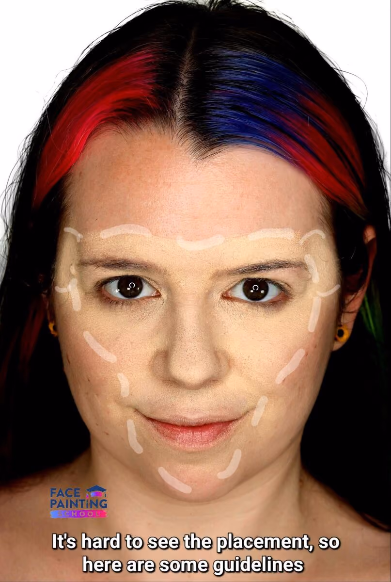 a girl with an beige outline of a monkey face paint design