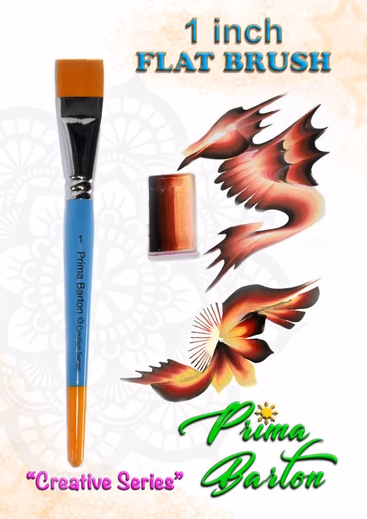 a banner with a brush with a caption that says "1 inch flat brush"