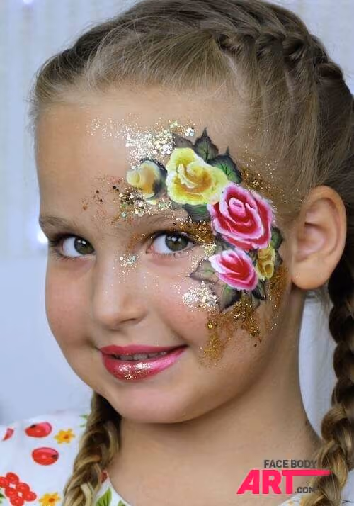 One stroke roses - face painting design