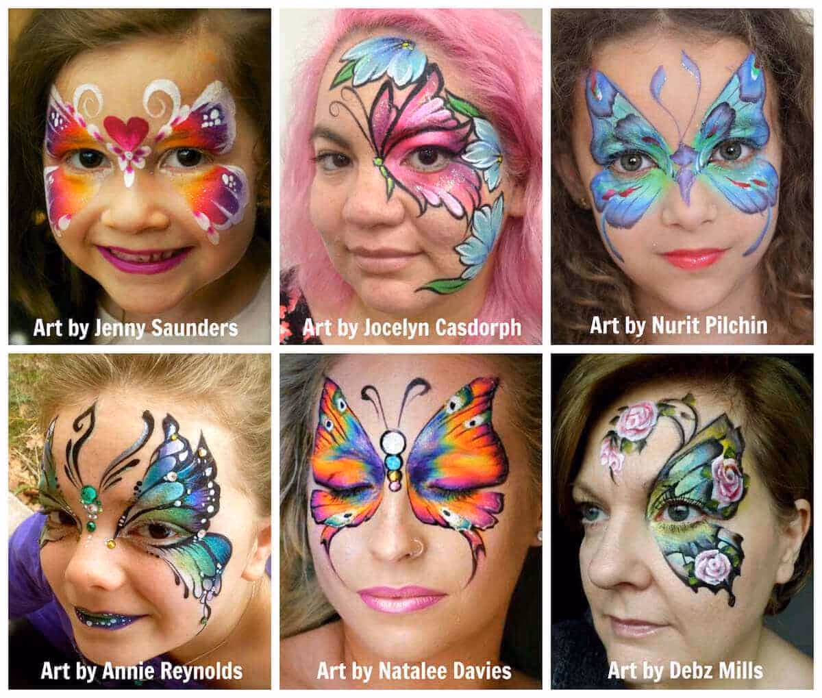 Butterflies - face painting - different styles