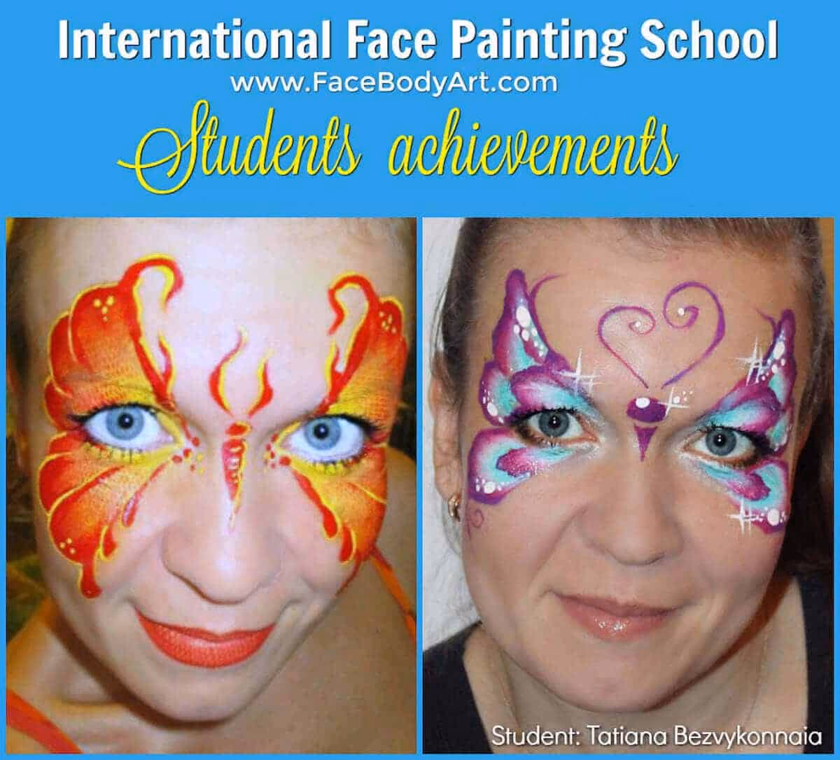 Butterflies - face painting - before and after