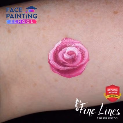 miniature minimalistic rose done in six strokes of a face painting brush