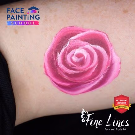 miniature minimalistic rose done in seven strokes of a face painting brush