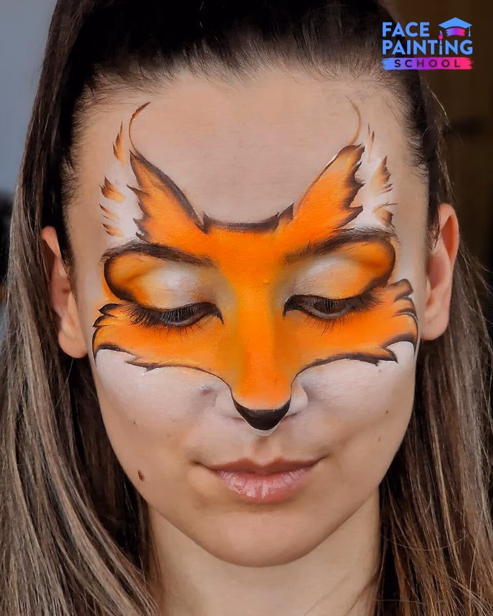 a girl with a fox face pace paint design now with a hard dark outline