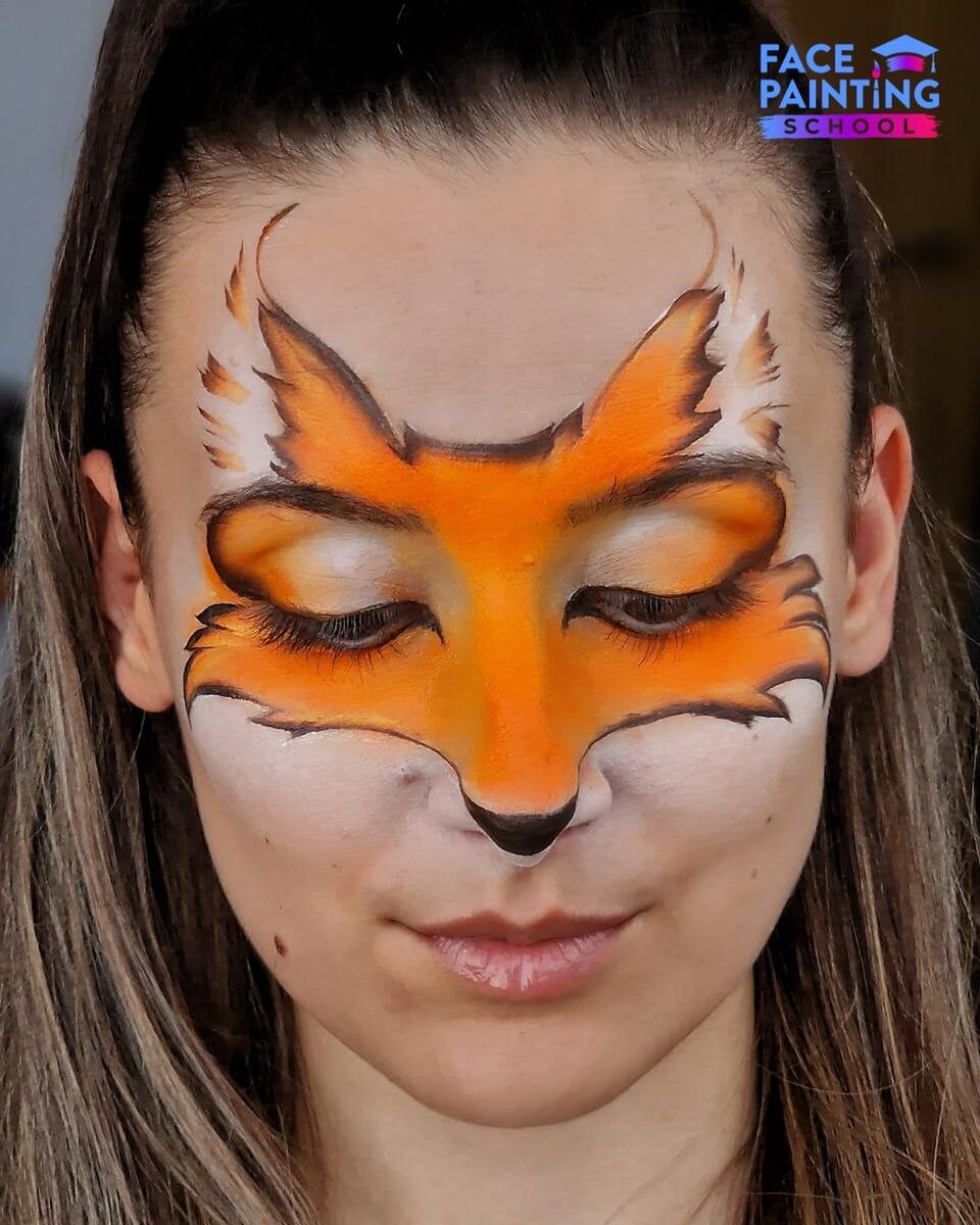 a girl with a fox face pace paint design now with a hard dark outline