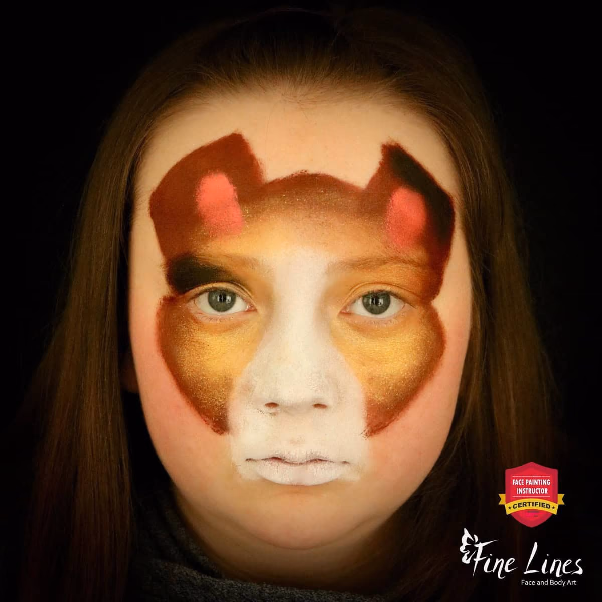 a girl with an unfinished dog face paint