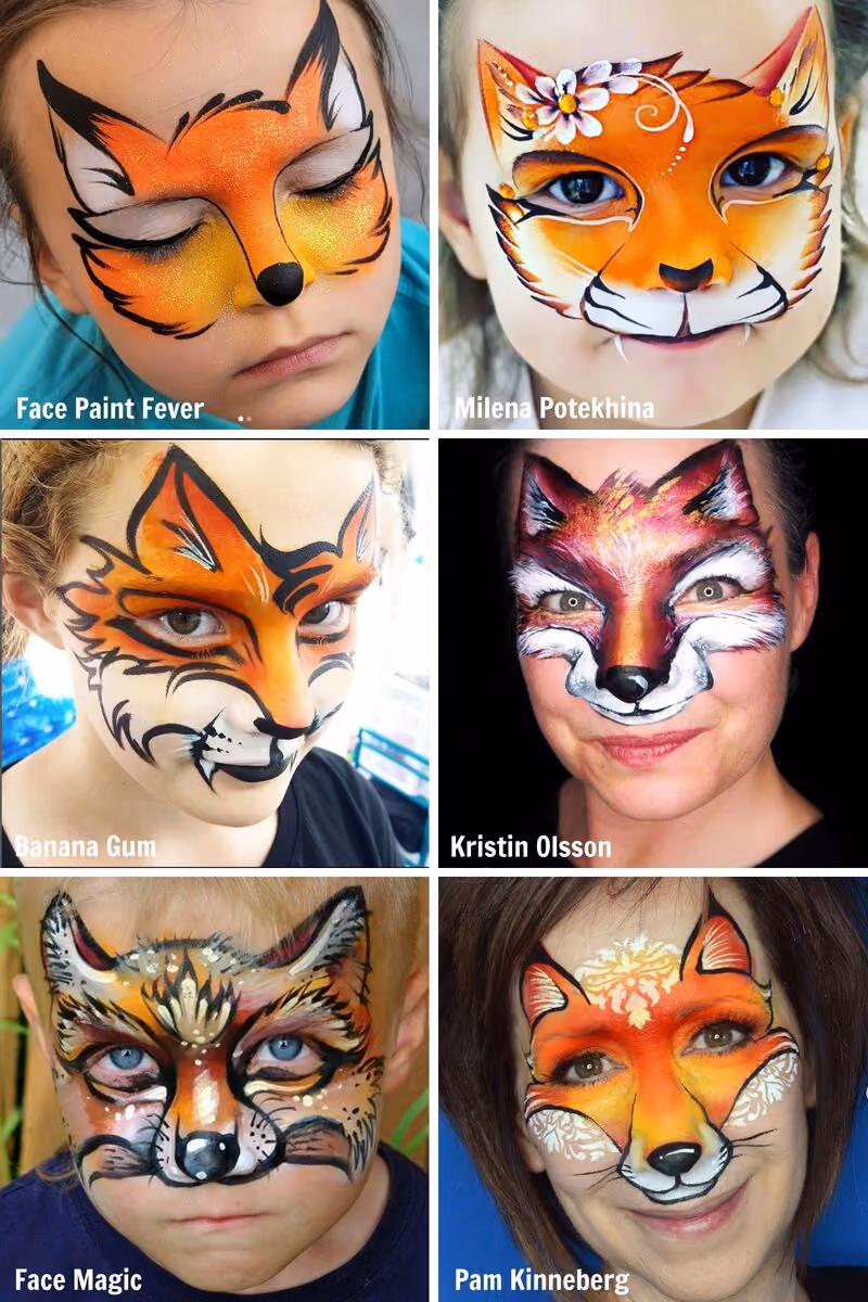 six colorful fx face painting designs on childen and adults