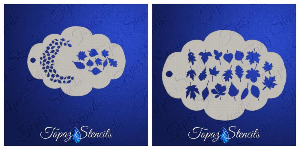 two face painting stencils with different design of leaves