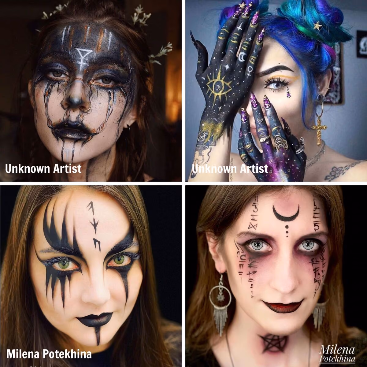 four woemn with gothic face paint designs