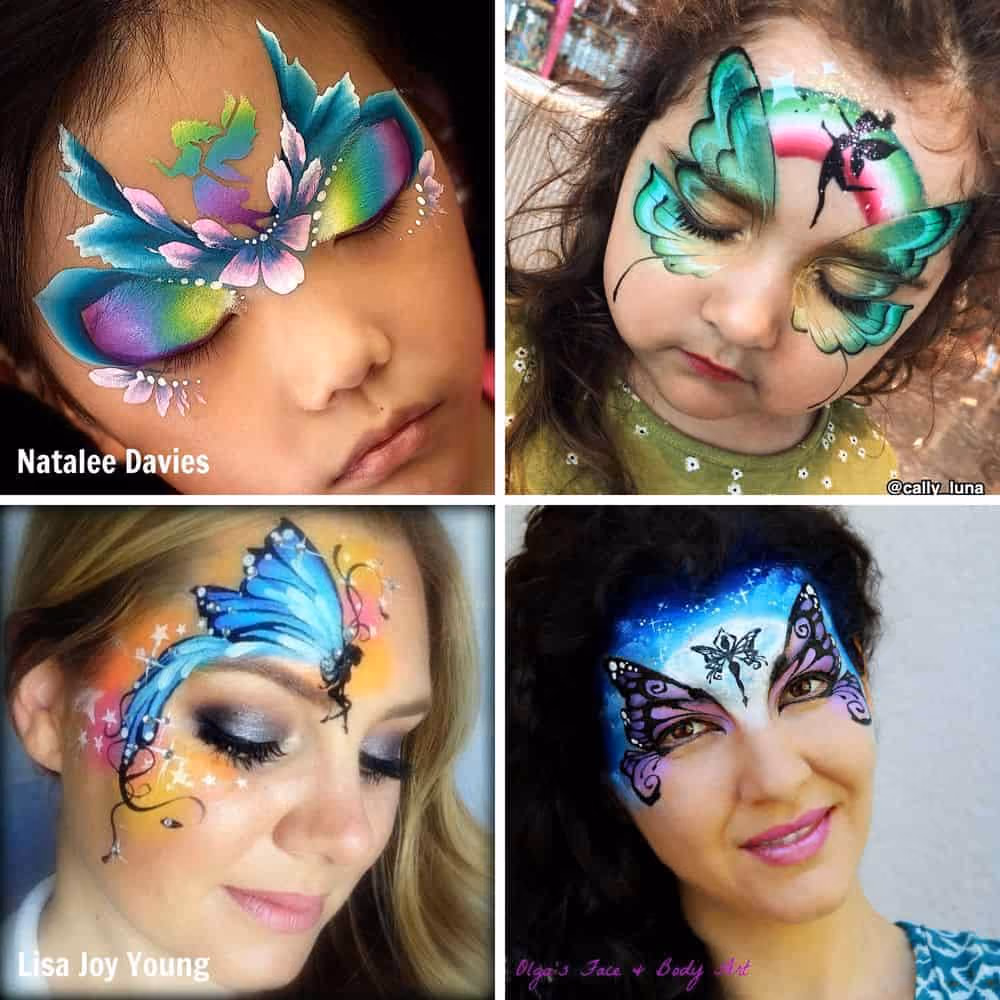two women and two girls with fairy face painting designs