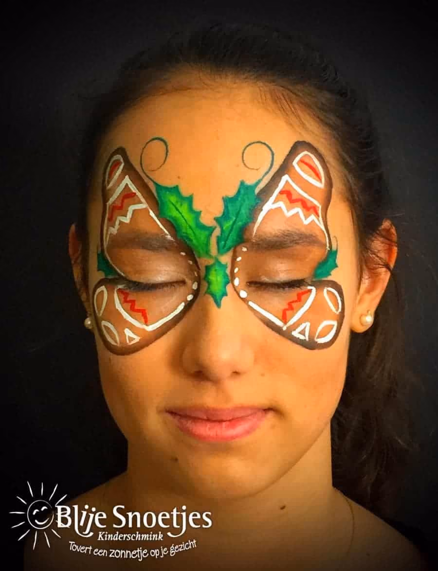 Gingerbread Butterfly face painting - Step 3