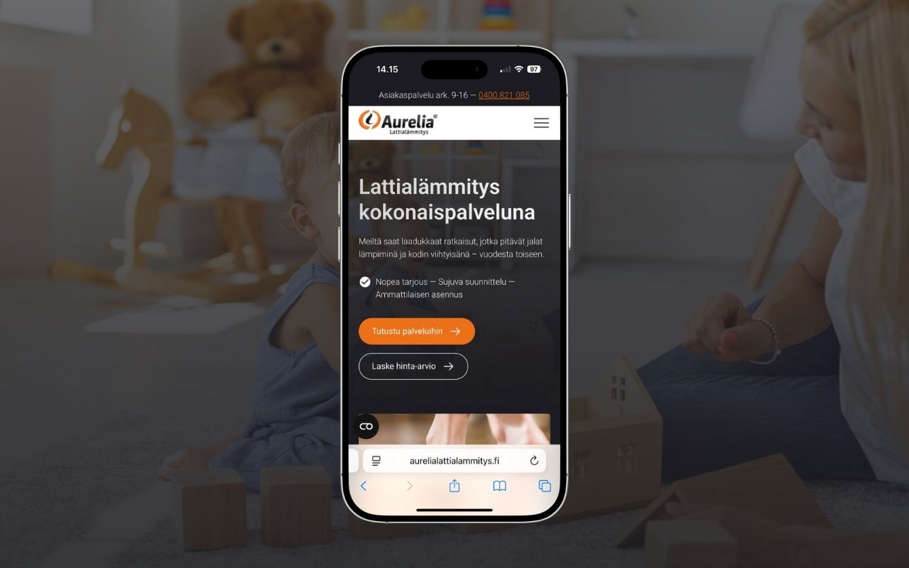 Aurelia Lattialämmitys verkkosivut
