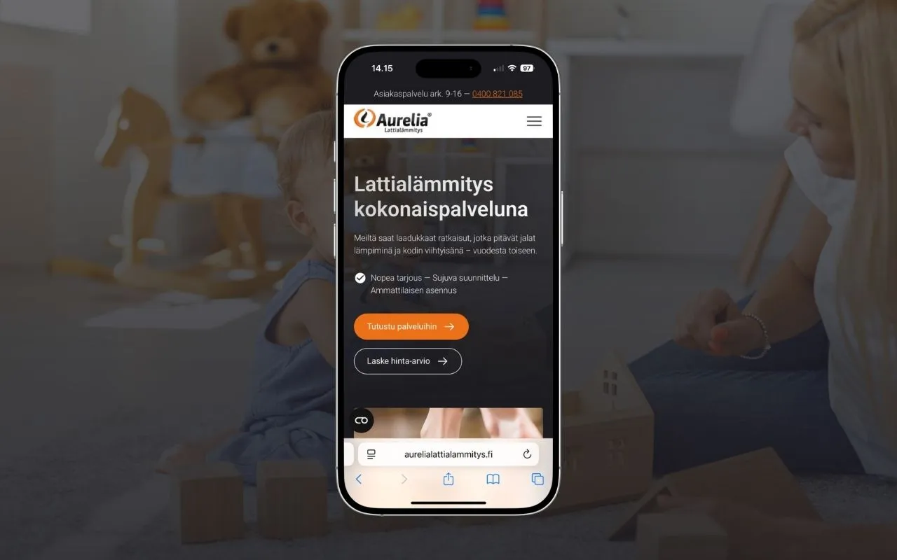 Aurelia Lattialämmitys verkkosivut