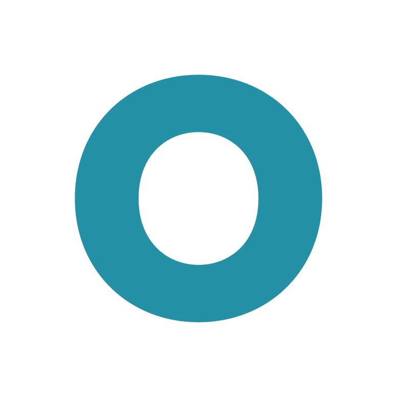 Teal-colored hollow circular ring on a white background.
