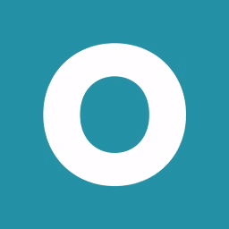 White letter O centered on a teal square background.