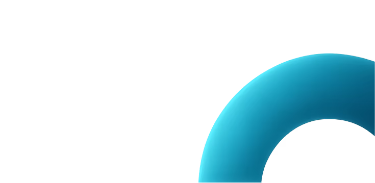 Blue gradient semi-circular ring on a black background.