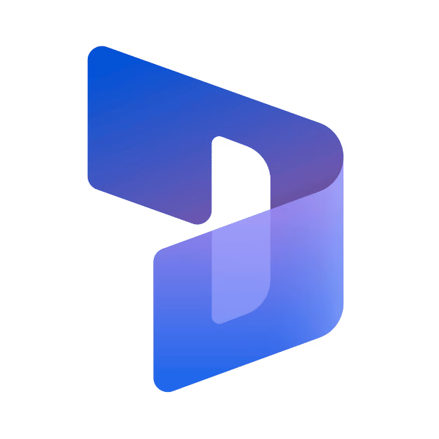 Gradient blue and purple stylized letter D logo with a three-dimensional ribbon-like design.