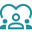Icon of two people with a heart above them representing diversity or community.