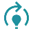 Icon of a person with a light bulb head surrounded by a circular arrow, symbolizing idea generation or continuous learning.